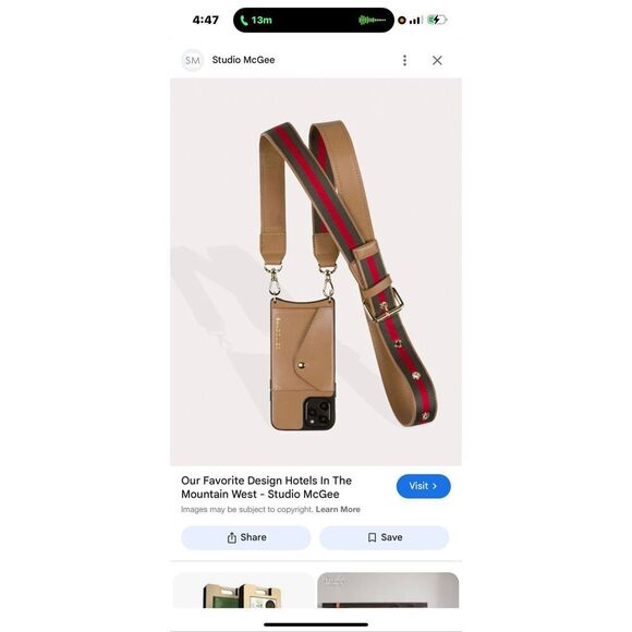 Bandolier kimberley.tan/red stripe iPhone 13 Pro c crossbody case & belt/strap - Picture 5 of 9